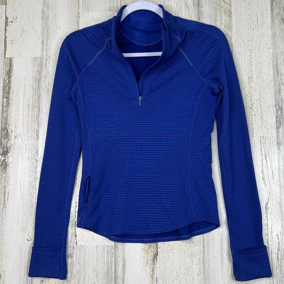 Lululemon‎ Ventscape Half Zip Long Sleeve Size 4 Psychic Blue Running Workout To - Picture 1 of 12